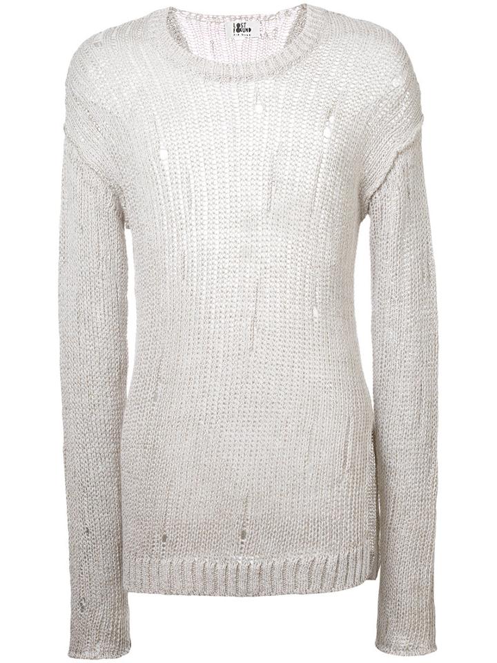 Lost & Found Ria Dunn - Distressed Jumper - Men - Cotton/linen/flax - Xs, Nude/neutrals, Cotton/linen/flax