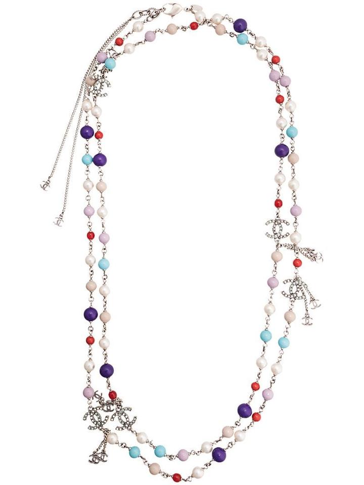 Chanel Pre-owned Painted Stone Necklace - Silver
