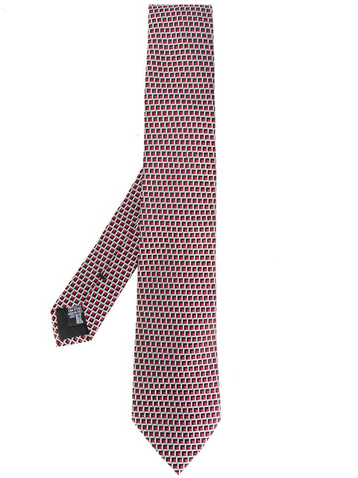 Armani Collezioni Woven Pattern Tie - Red