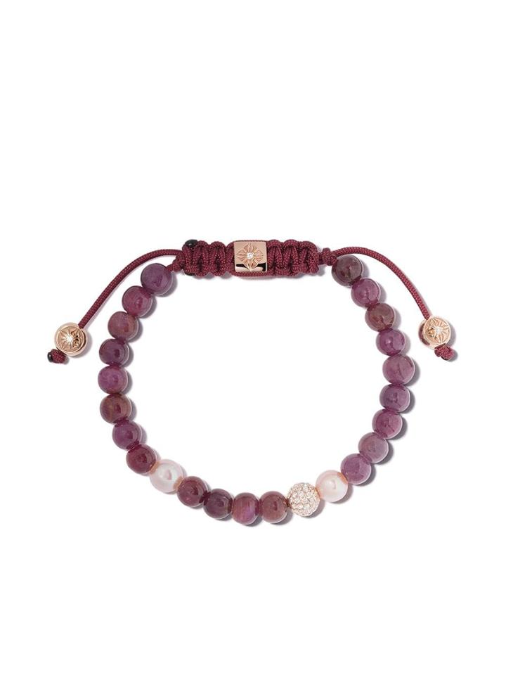 Shamballa Jewels 18kt Rose Gold, Diamond, Ruby & Pearl Non-braided