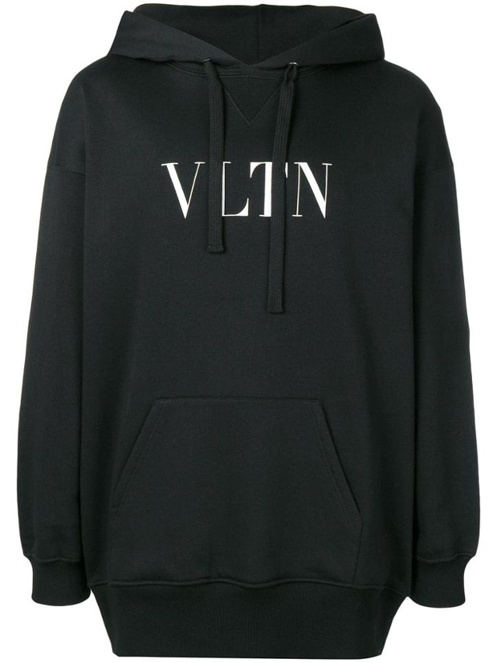 Valentino Logo Hoodie - Black