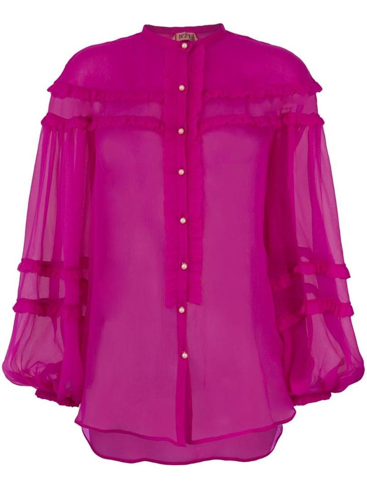 Nº21 Sheer Frill Blouse - Pink