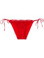 Ermanno Scervino - Lace Tie-side Bikini Bottoms - Women - Polyamide/spandex/elastane - I, Red, Polyamide/spandex/elastane