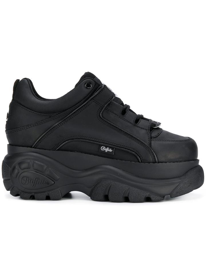 Buffalo Platform Lace Up Trainers - Black