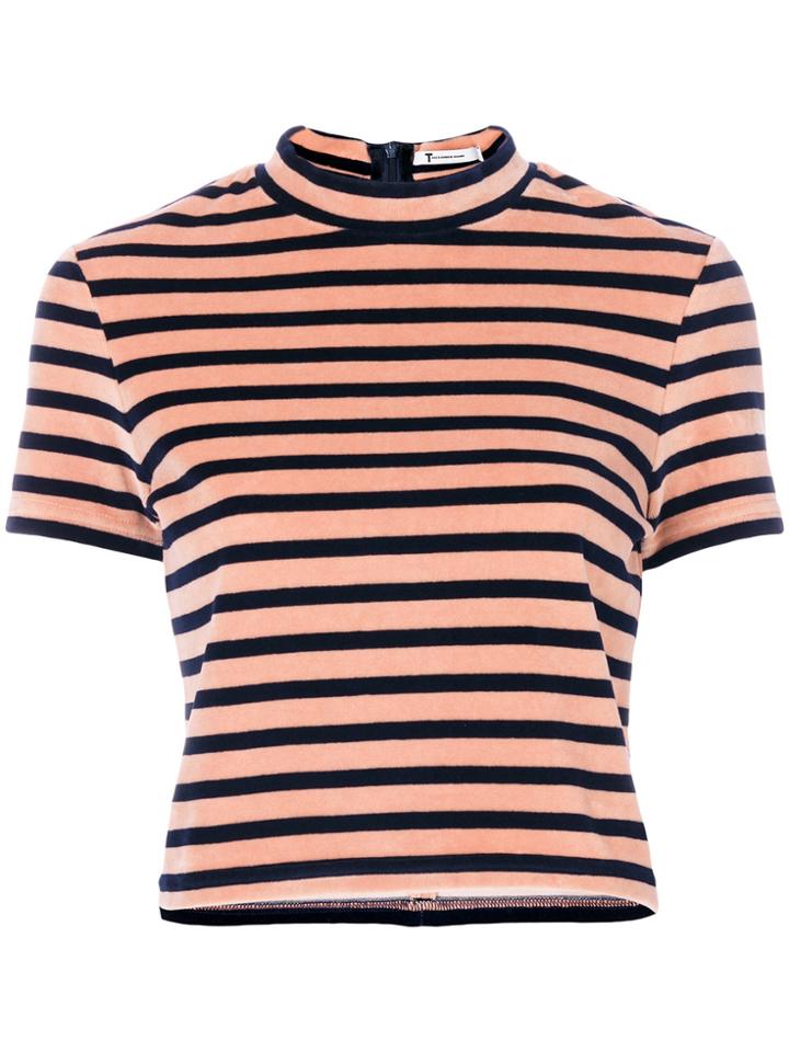 T By Alexander Wang Striped Crop Top - Pink & Purple