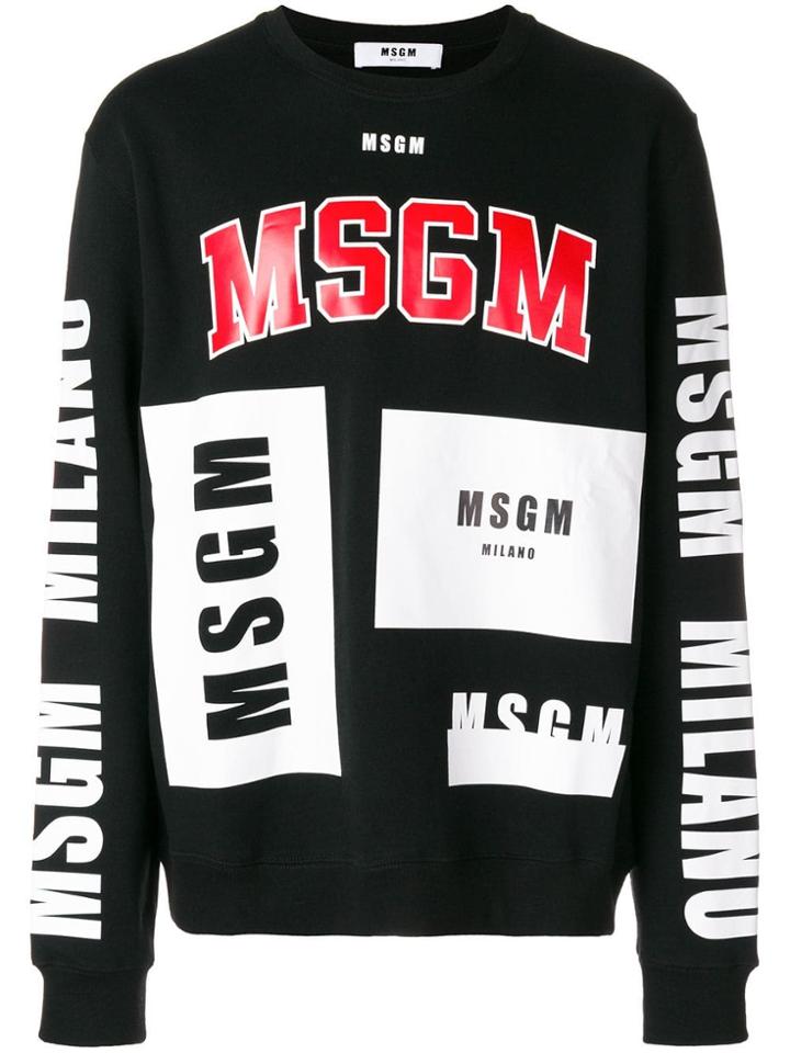Msgm Printed Logo Sweatshirt - Black