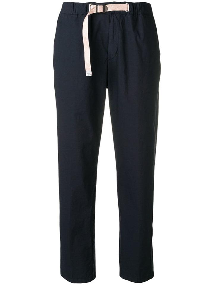 White Sand Belted Slim-fit Trousers - Blue