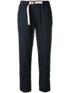 White Sand Belted Slim-fit Trousers - Blue