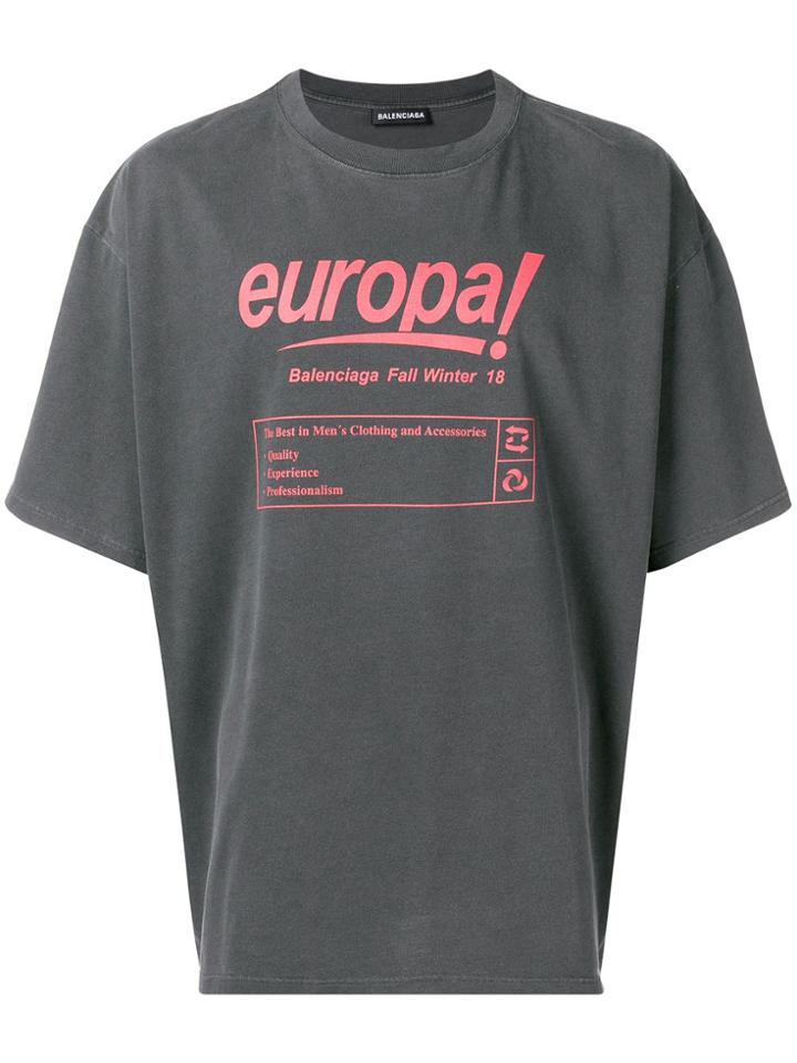 Balenciaga Europa! Print T-shirt - Grey