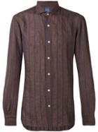 Barba - Striped Shirt - Men - Linen/flax - 39, Brown, Linen/flax