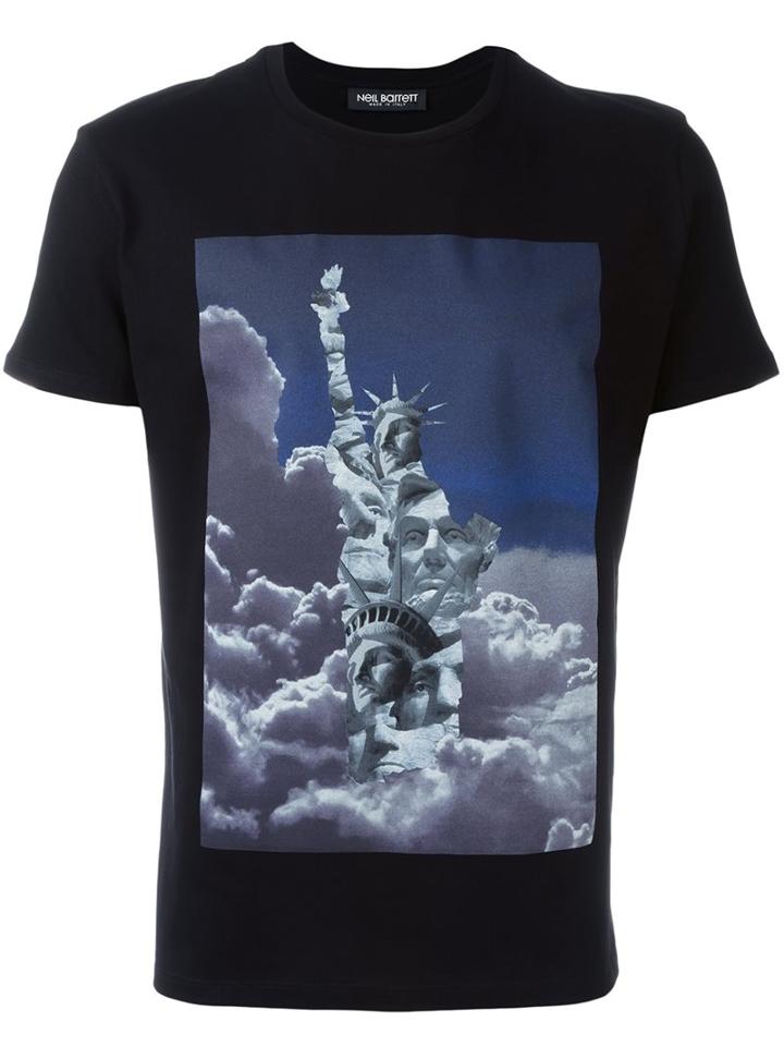 Neil Barrett Statue Print T-shirt, Men's, Size: Xxl, Black, Cotton