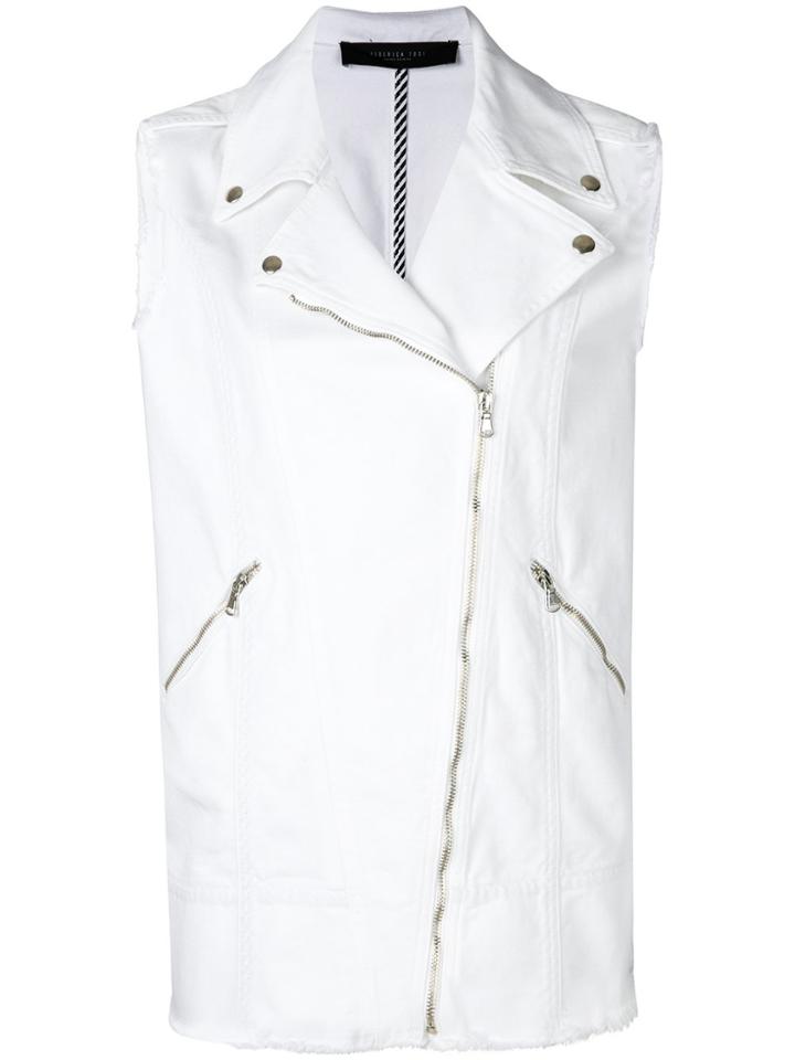Federica Tosi Off-centre Front Zip Gilet - White
