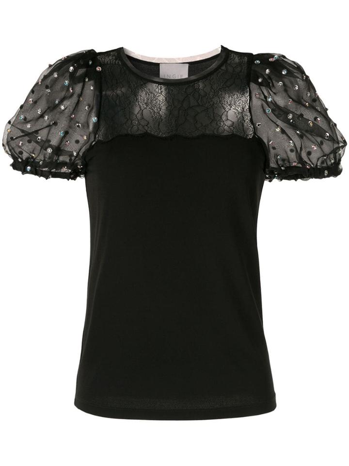 Ingie Paris Puff-sleeve Blouse - Black