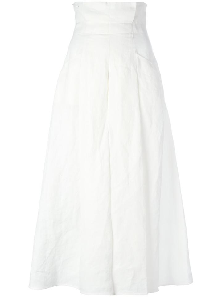 Ermanno Scervino Pleated Midi Skirt, Women's, Size: 42, White, Linen/flax