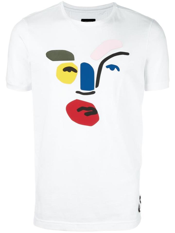 Fendi Fendi Faces T-shirt, Men's, Size: 50, White, Cotton