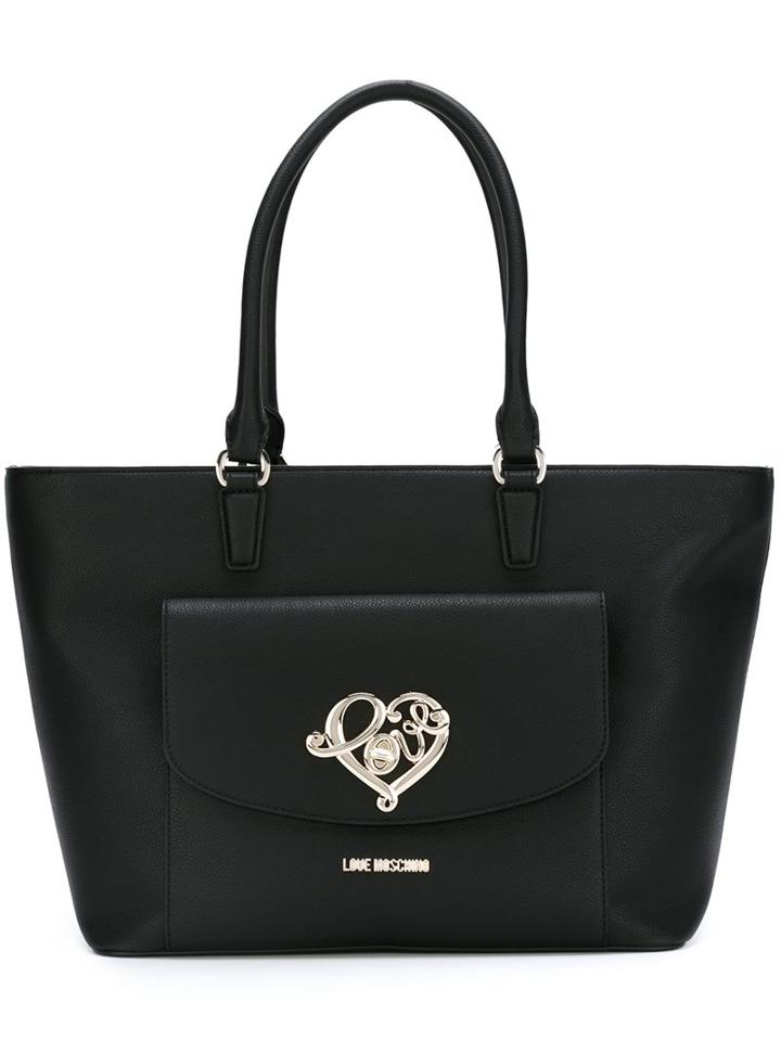 Love Moschino Heart Plaque Tote, Women's, Black