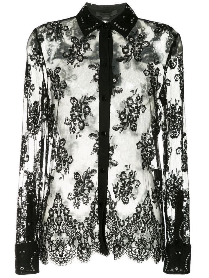 Alexander Wang Lace Shirt With All Over Grommet Detail - Black