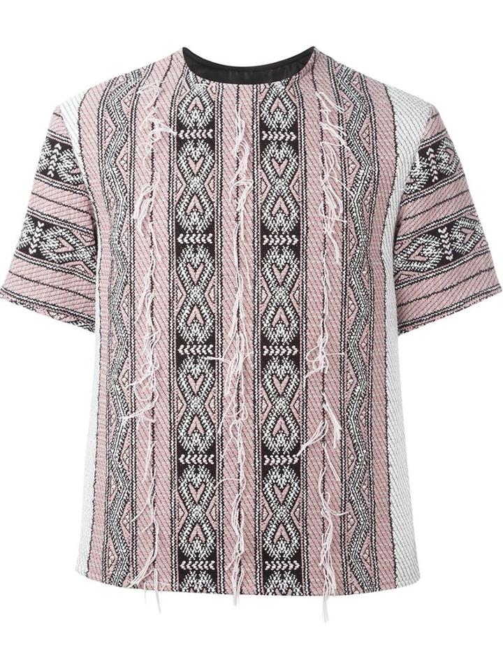 Ports 1961 Geometric Jacquard Top, Men's, Size: 50, Pink/purple, Acrylic/polyamide/cotton/cupro