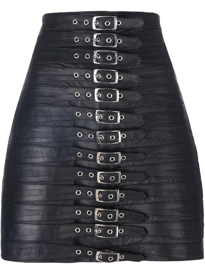 Manokhi 'dita' Skirt, Women's, Size: 36, Black, Lamb Skin