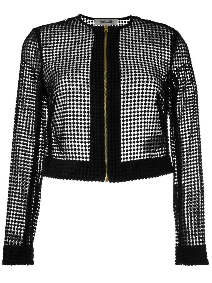 Diane Von Furstenberg Chain Lace Jacket, Women's, Size: 8, Black, Polyester/viscose/wool