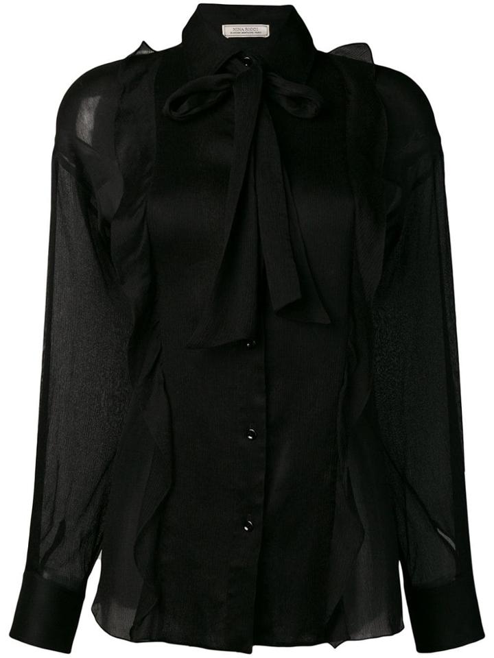 Nina Ricci Sheer Fitted Blouse - Black