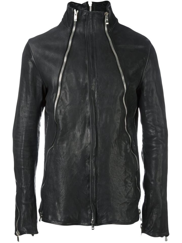 Incarnation Zipped Leather Jacket, Men's, Size: Large, Black, Calf Leather