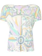 Emilio Pucci Printed Slash Neck T-shirt - Multicolour