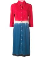 Prada Vintage Color Block Shirt Dress - Red