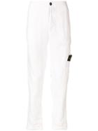 Stone Island Logo Patch Straight-leg Trousers - White