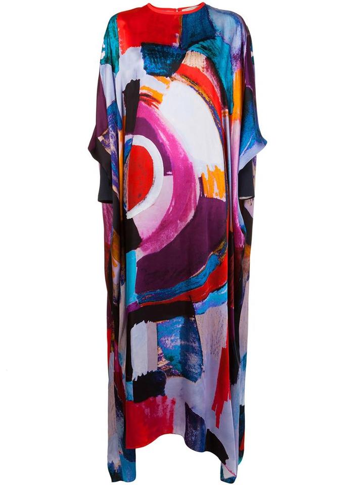 Mantu Brush Print Shift Dress, Women's, Size: 42, Silk/cotton/spandex/elastane/triacetate