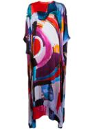 Mantu Brush Print Shift Dress, Women's, Size: 42, Silk/cotton/spandex/elastane/triacetate