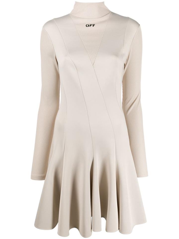 Off-white Turtleneck Skater Dress - Neutrals