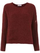 Mara Mac Pocket Knit Blouse - Red