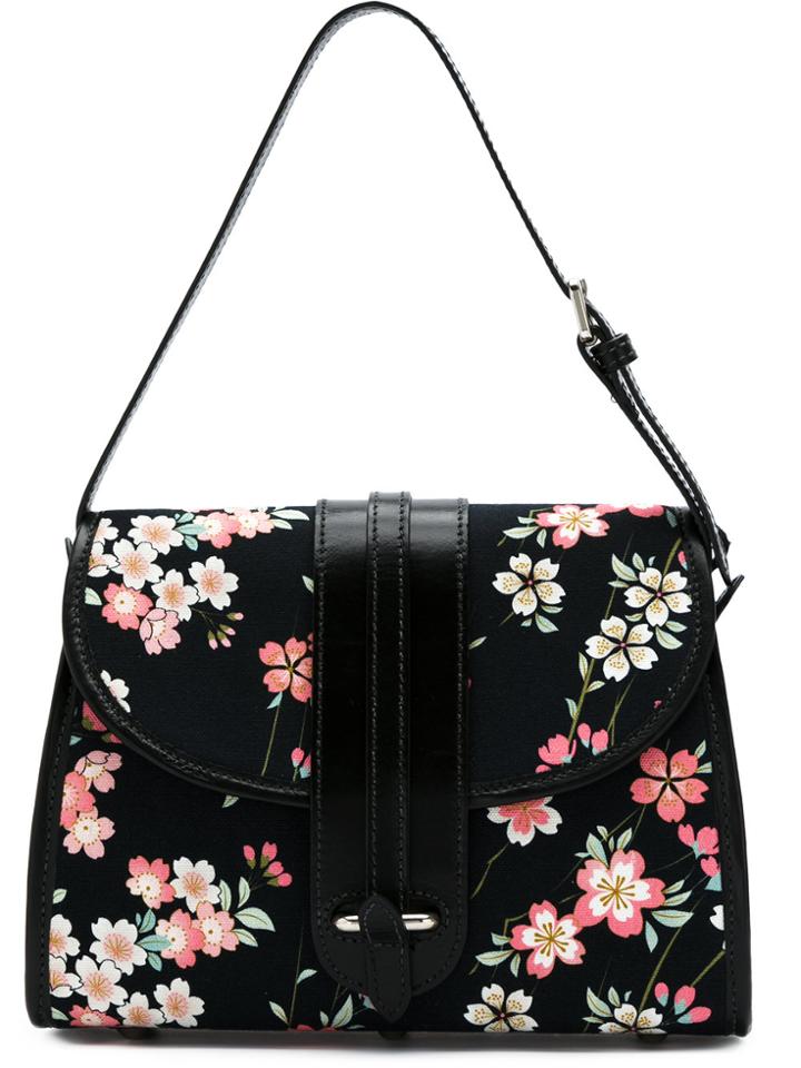 Reinaldo Lourenço Floral Print Shoulder Bag - Black
