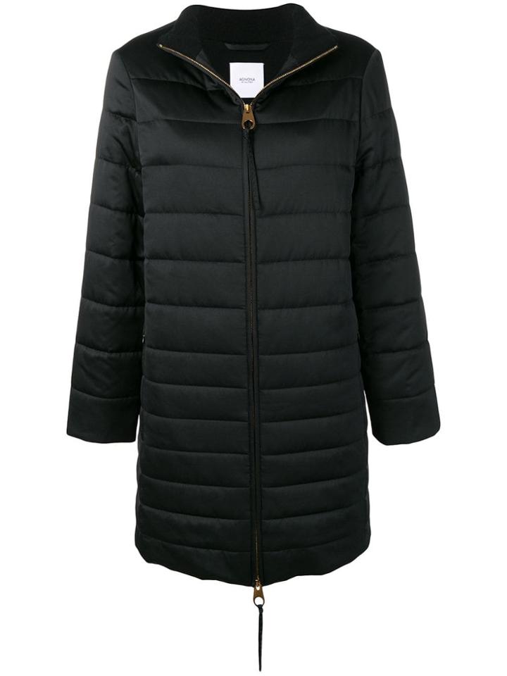Agnona Zipped Padded Coat - Black