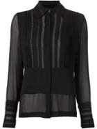 Yigal Azrouel Lace Trim Sheer Blouse, Women's, Size: 8, Black, Silk