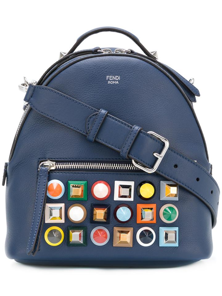 Fendi Multicolour Stud Mini Backpack - Blue