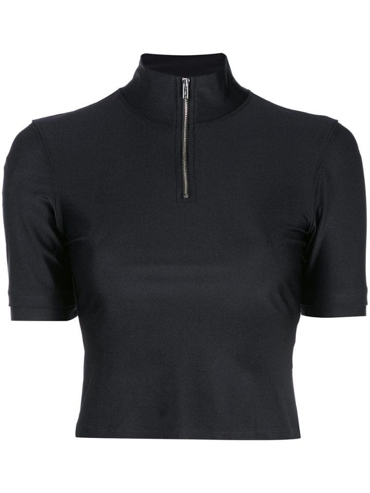 Callipygian Half-zip Cropped Top - Black