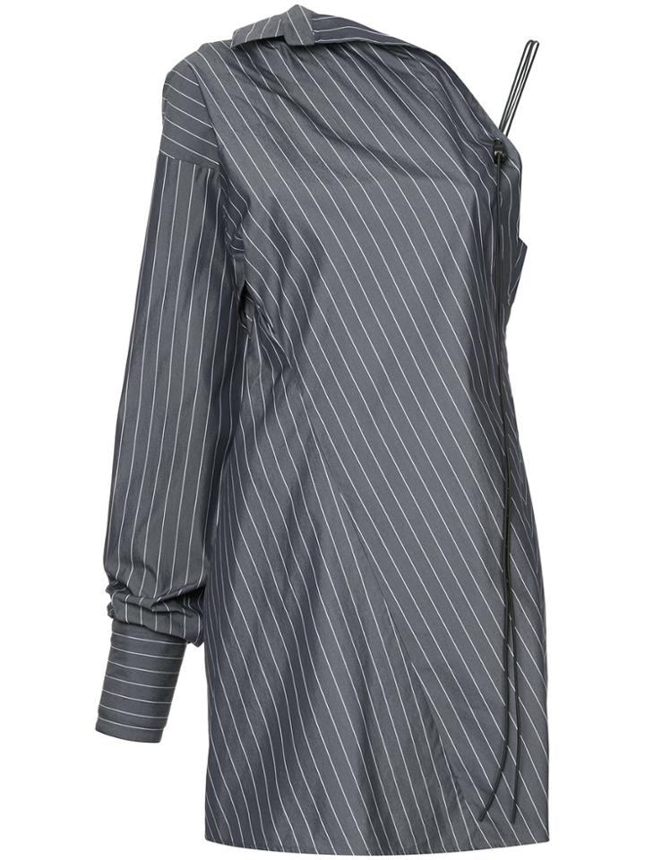 Strateas Carlucci Pinstriped One-shoulder Shirt - Blue
