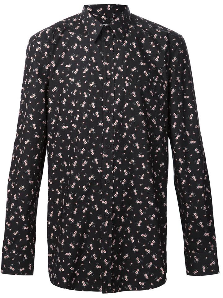 Givenchy Floral Print Shirt, Men's, Size: 39, Black, Cotton