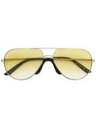 Gucci Eyewear Yellow Lens Aviator Frames - Metallic