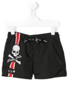 Philipp Plein Kids Skull Print Swim Shorts, Boy's, Size: 10 Yrs, Black