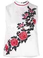 House Of Holland Rose Embroidery Tank, Women's, Size: 12, White, Silk/polyester/viscose