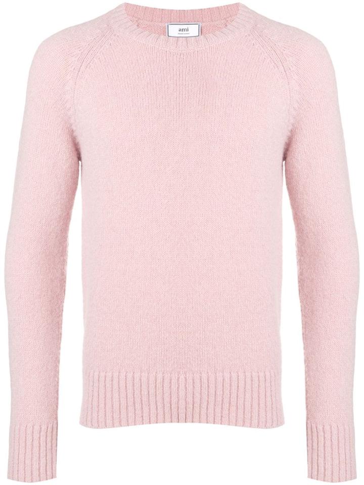 Ami Paris Crewneck Raglan Sleeves Sweater - Pink