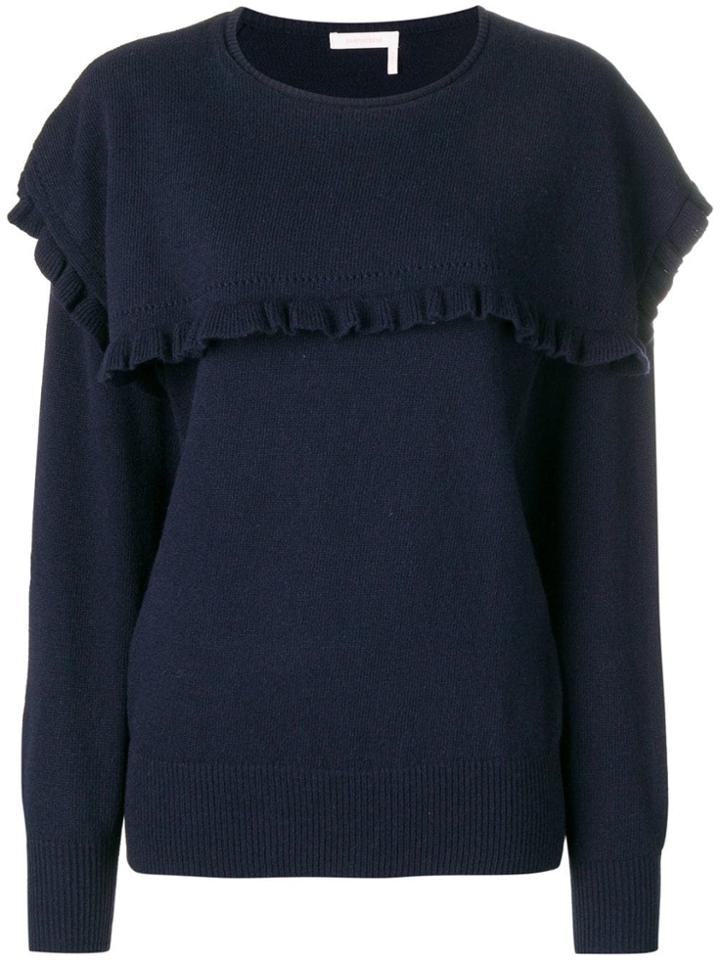 See By Chloé Ruffle Trim Sweater - Blue