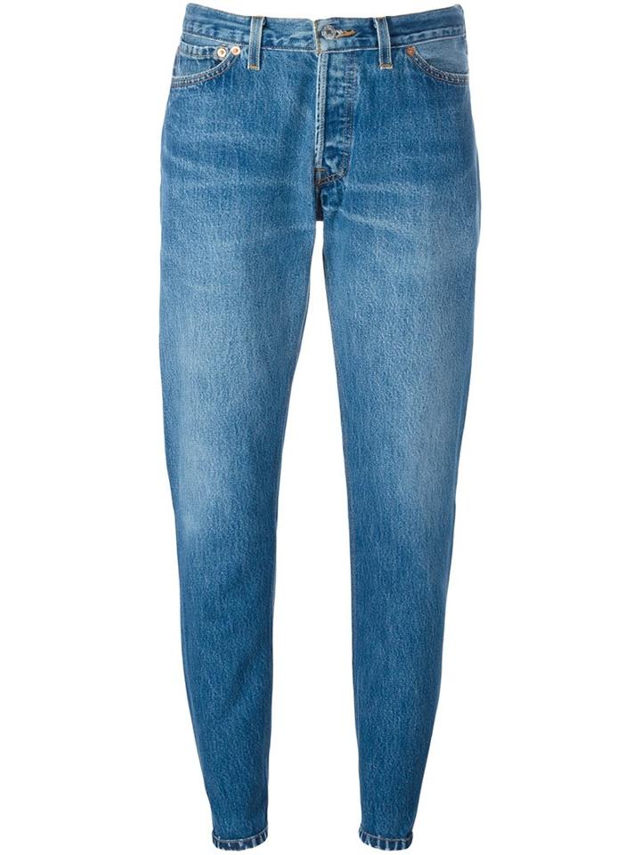 Re/done Relaxed Straight Jeans, Women's, Size: 28, Blue, Cotton