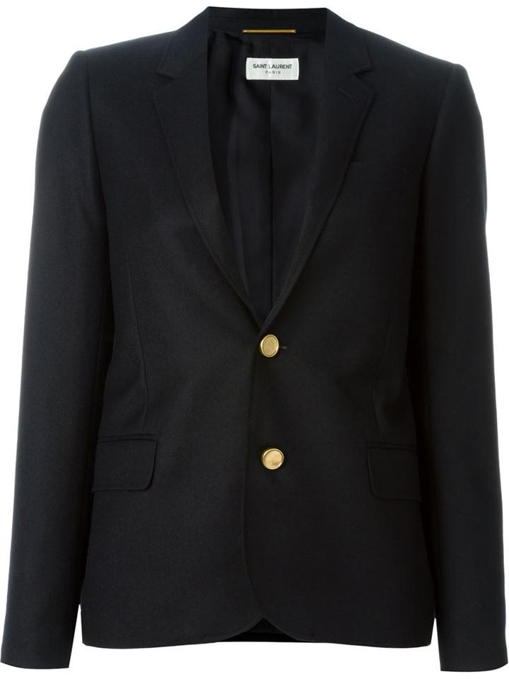 Saint Laurent Classic Casual Blazer, Women's, Size: 44, Black, Silk/wool