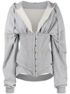 Unravel Project Corset Detail Hoodie - Grey