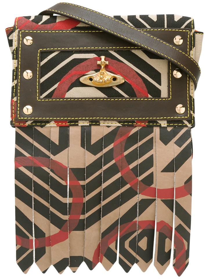 Vivienne Westwood Geometric Print Crossbody Bag, Women's, Cotton/leather/metal