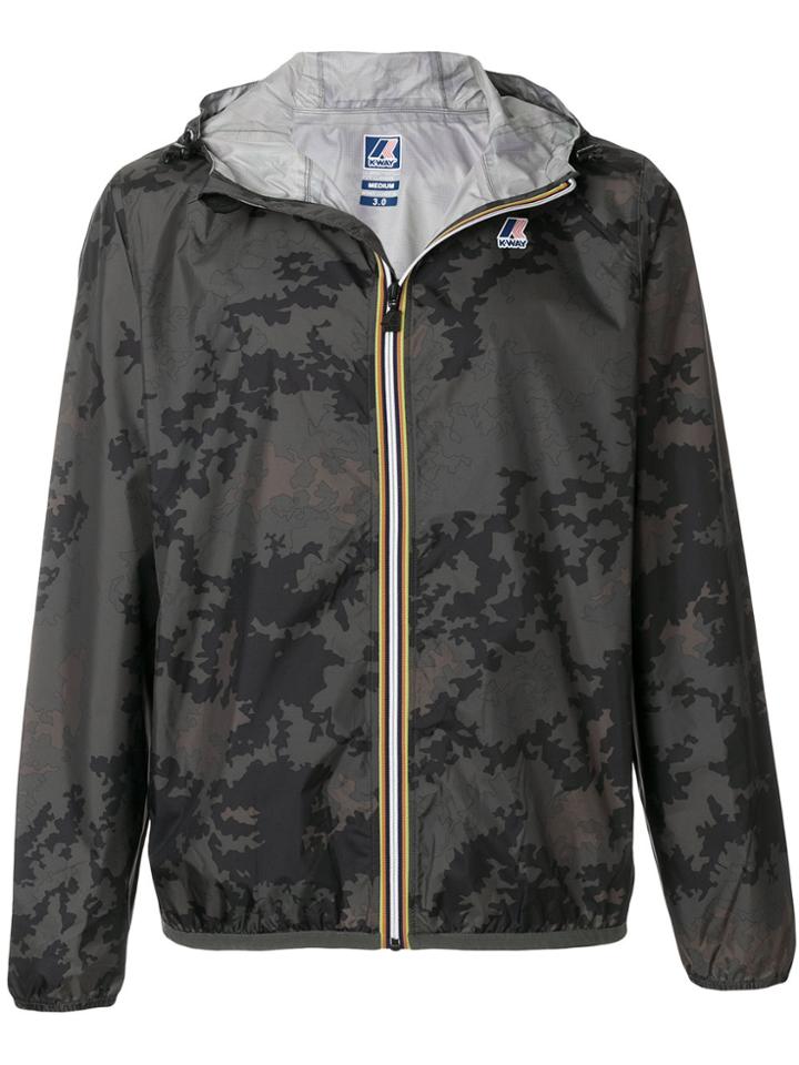K-way Camouflage Contrast Zip Jacket - Green